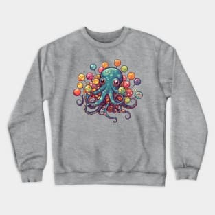 Funny Comic Octopus with Lollipops Crewneck Sweatshirt